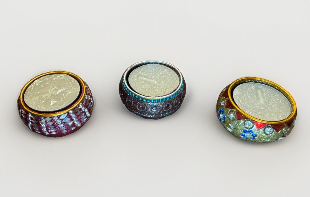 Festival Of Lights, India, Set Of Three Decorative Votives. B-FoL-3