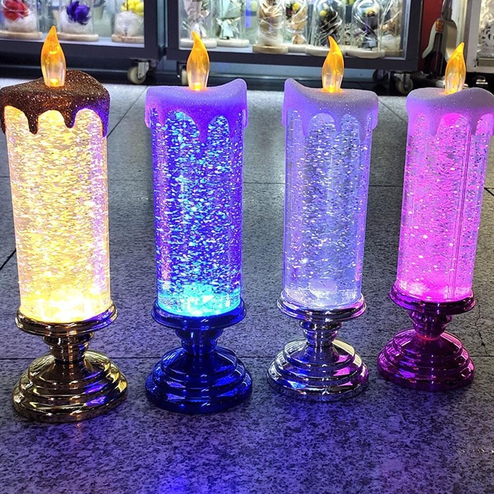 LED Candle Waterproof Swirling Glitter Flameless Party Christmas Home Decoration