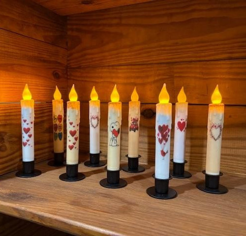 7″ Battery Operated Wax-dipped Imaged Taper Candle ~ 6 Hour LED Timer ~ 100 Imag