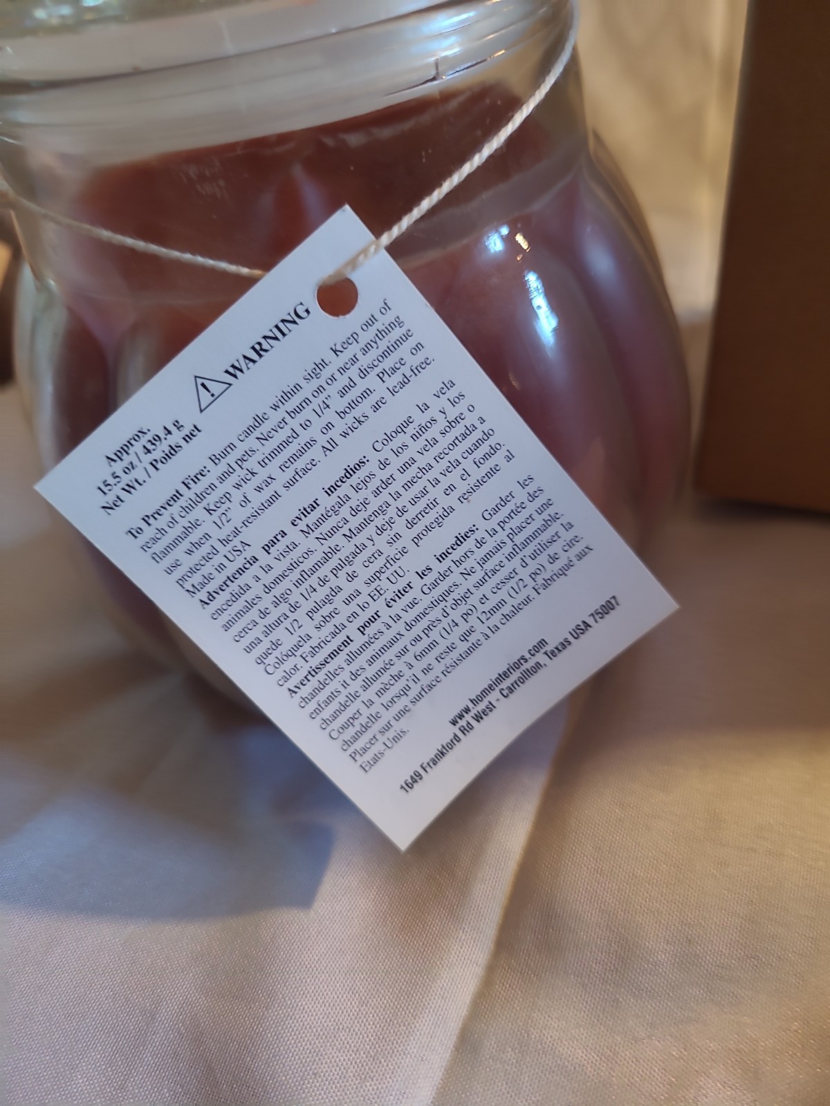 Vintage Home Interiors Contempo Candle Cinnamon Spice Ribbed Glass Pumpkin NIB