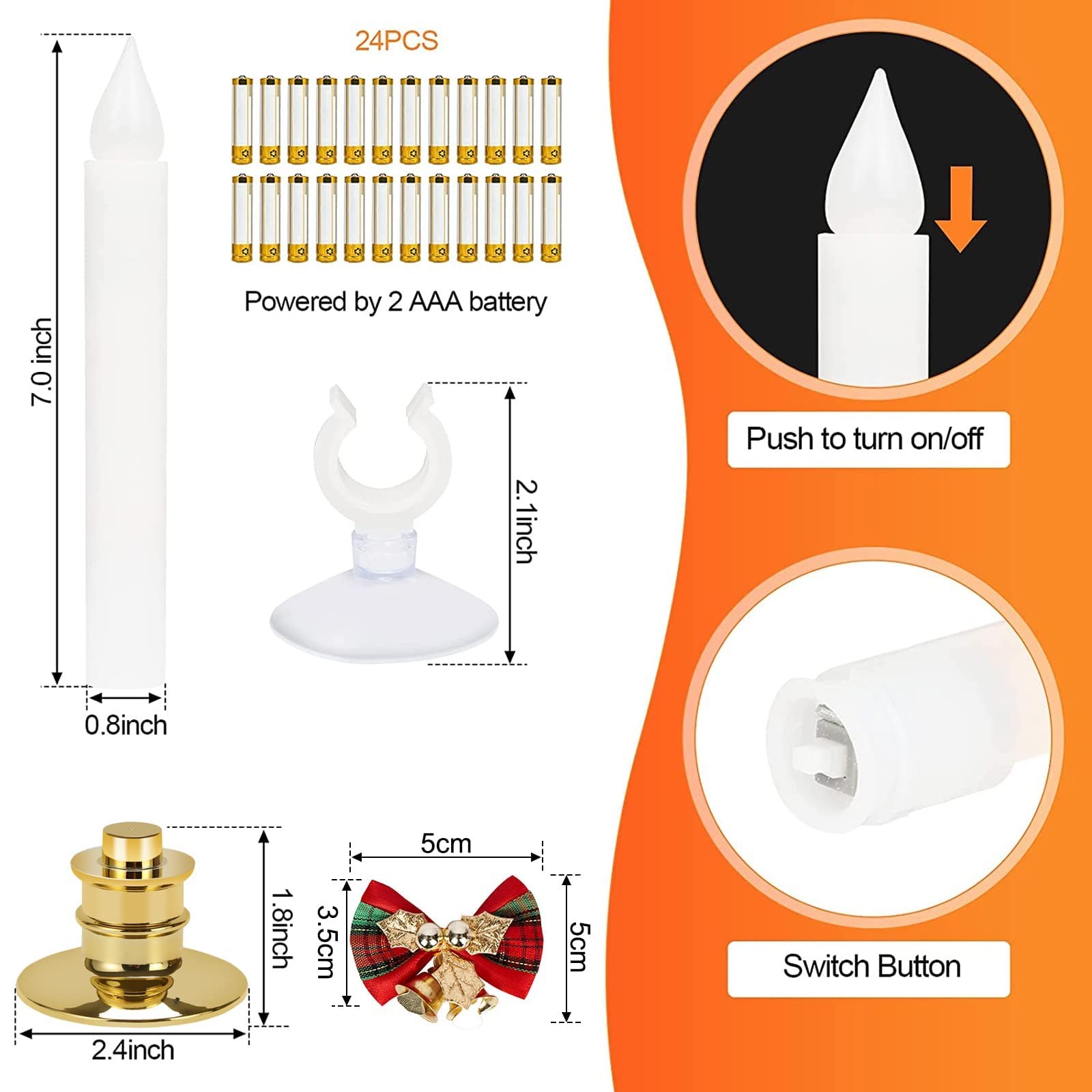Flameless Candles-Window Candles-LED Battery Operated Candles with 24 AAA Bat…