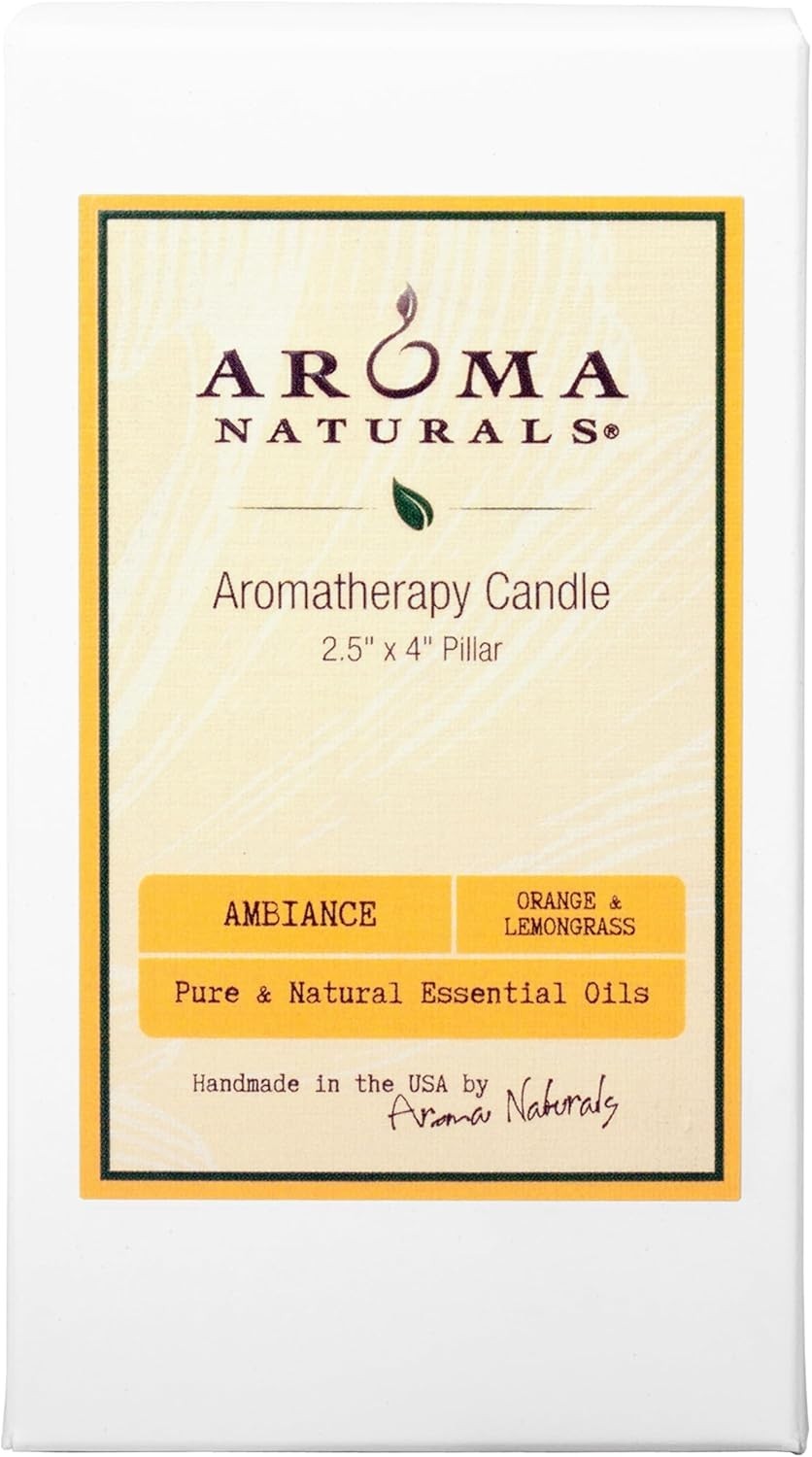 50-Hour Burn Yellow Essential Oil Candle – Orange & Lemongrass Ambiance Delight