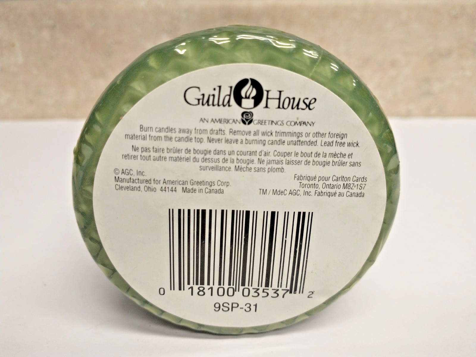 NOS Guild House – American Greetings – Pine Scented Pillar Candle 2.8″ x 9″
