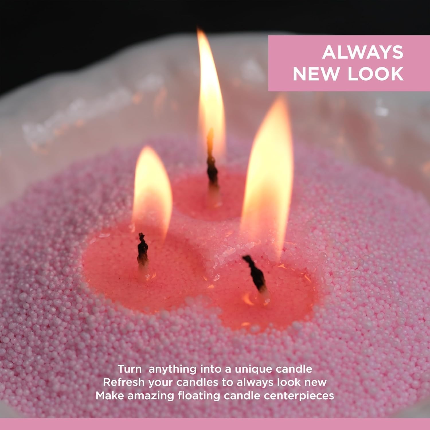 Pink Pearled Candle Sand Making Creative Candles 8.8oz + 30 Wicks 120+ Hours Fun