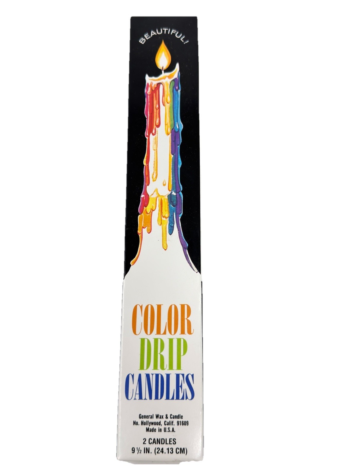 Color Drip Candles/ 9 1/2in Tall/ 1 Box(2pk) /NEW