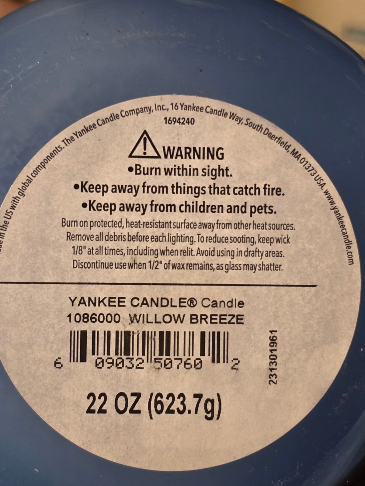Yankee Candle Willow Breeze 22 oz Large Jar Retired Discontinued Rare HTF
