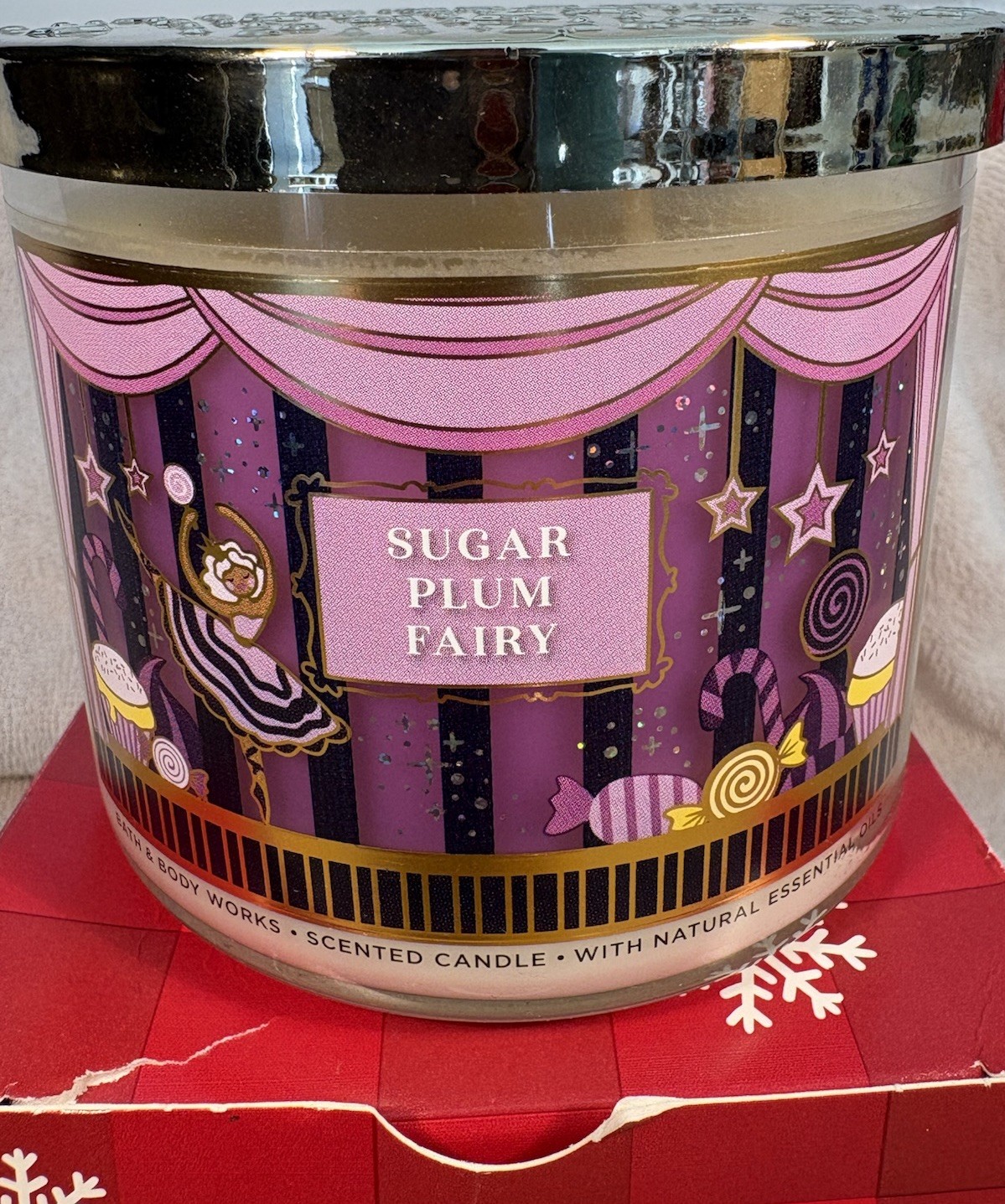 Bath & Body Works 3-Wick Scented Candle Sugar Plum Fairy 14.5 Oz Essential Oils