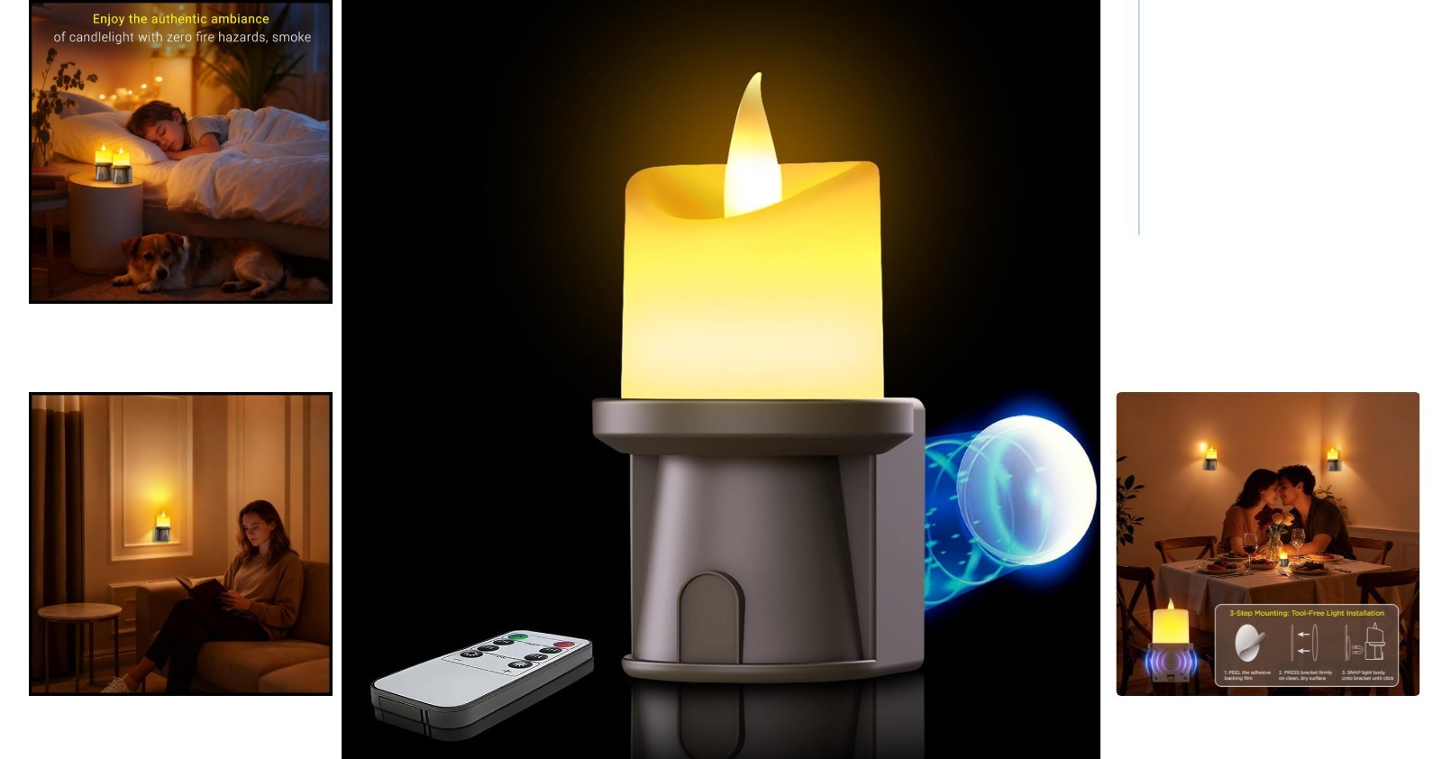 Waterproof Flameless Night Light with Flickering Glow – 1 Pack for Home Decor