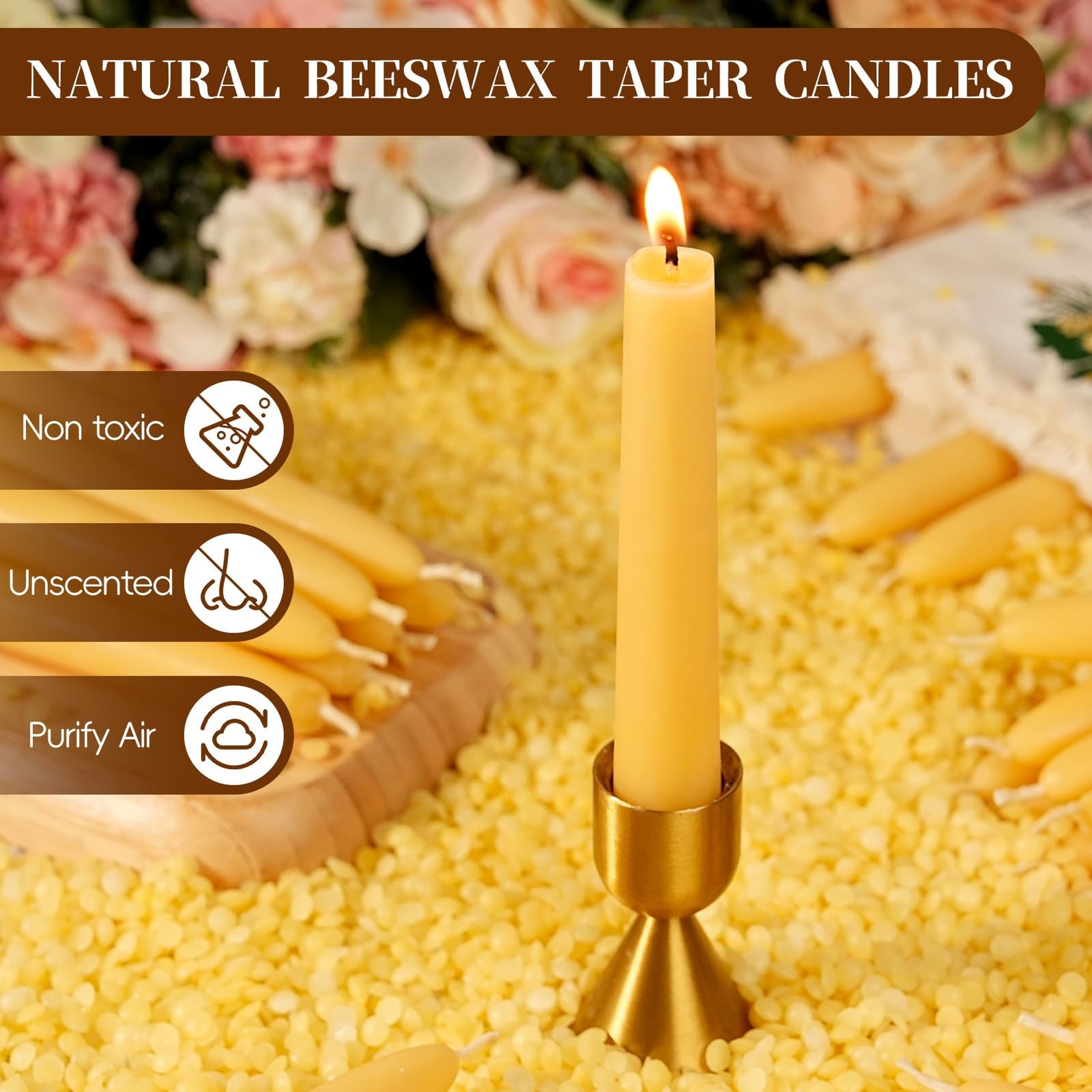 8 Pack Natural Beeswax Spell Candles-6in Beeswax Taper Candles-6 Hour Burning…
