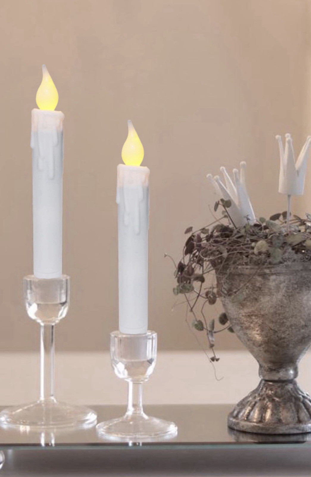 6 PCS Flickering Taper Candles LED Drip Flameless Candles, Battery Oper