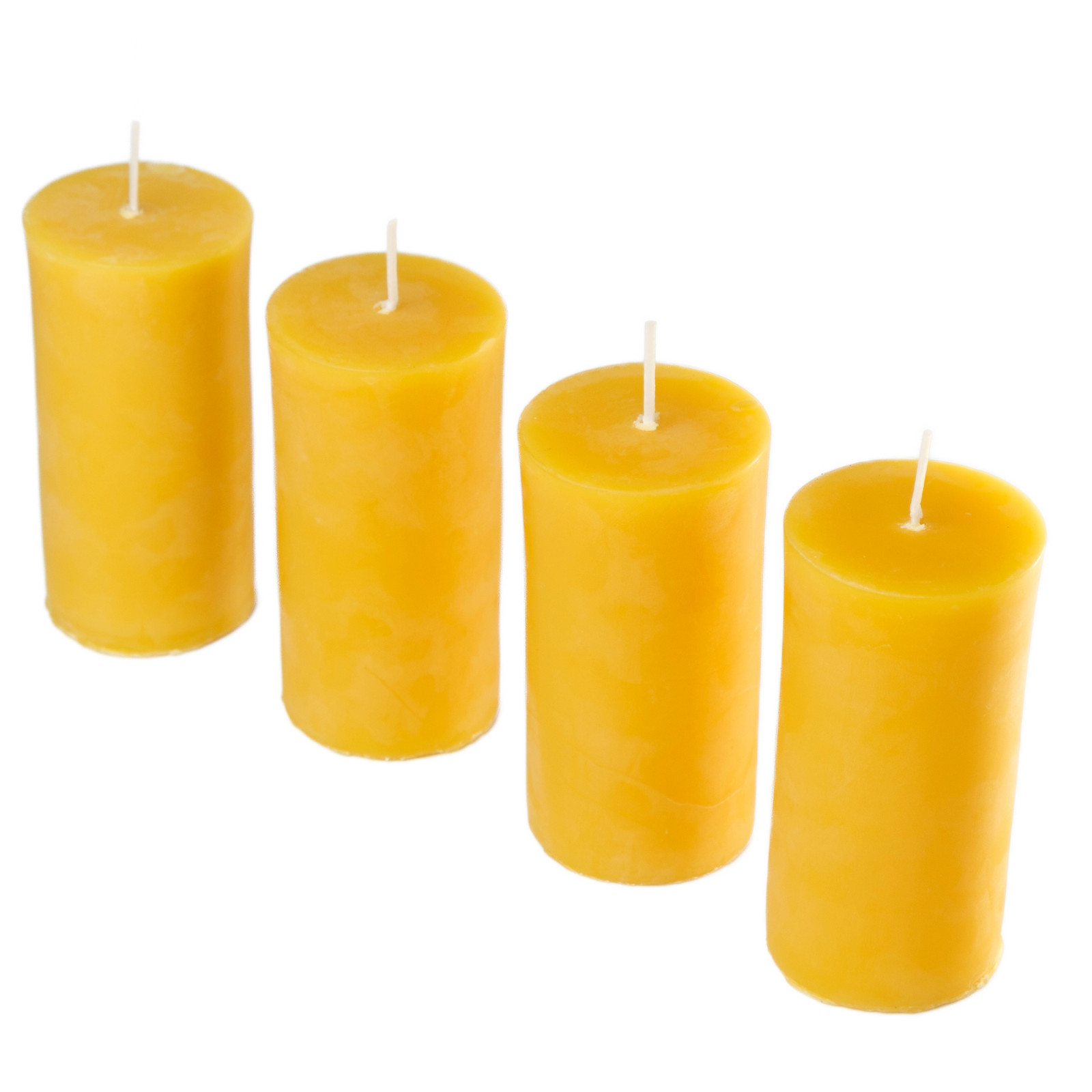 Pure Beeswax Pillar Candles 2×4 in (4 Pack) Unscented Natural Burn 140 Hours
