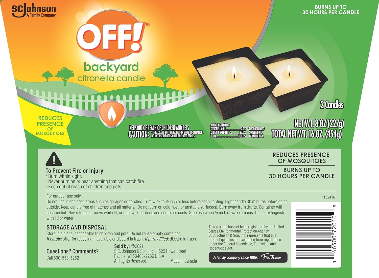 Backyard Citronella Scented Candle Ambiance Enhancing Centerpiece Burns for up