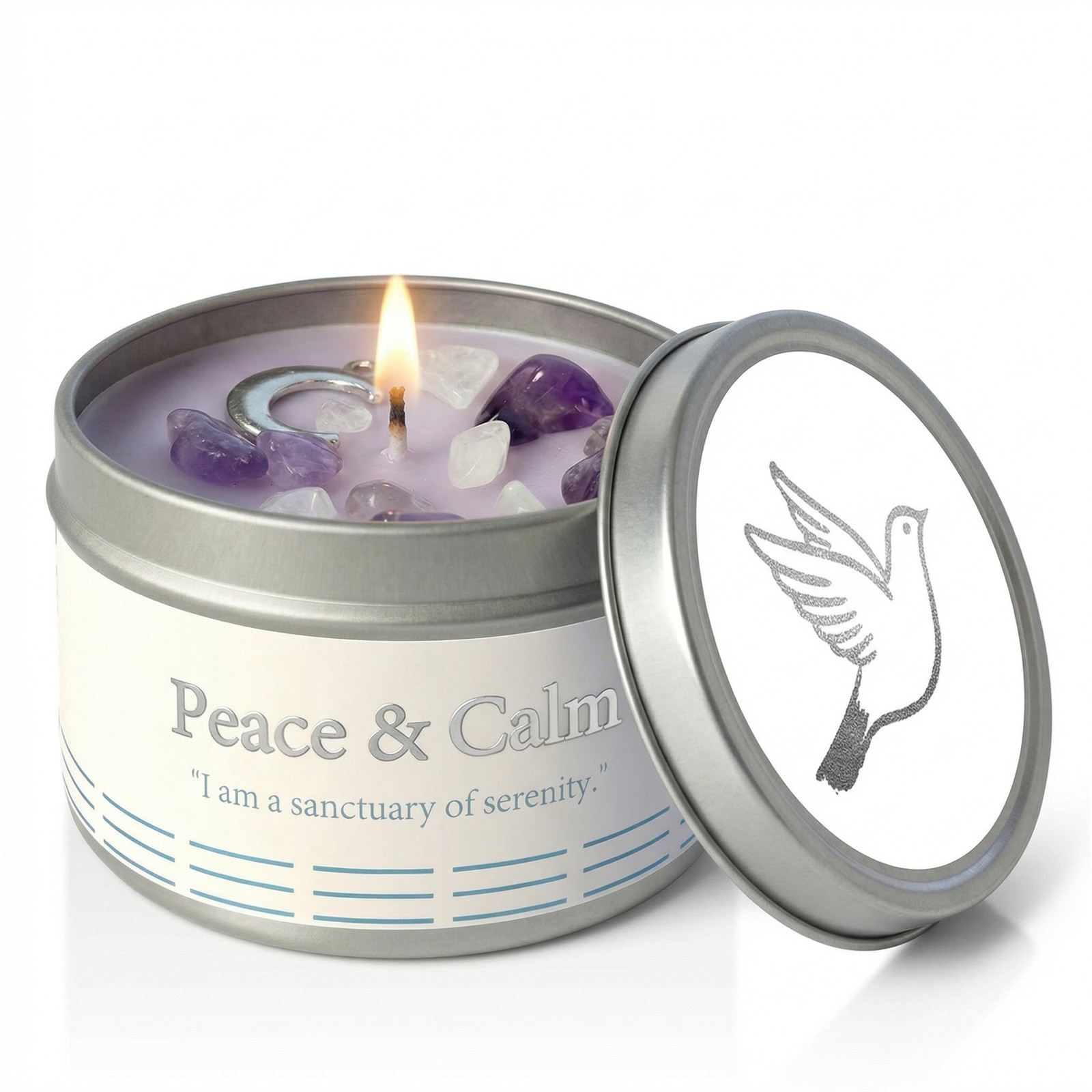1 Pack EVODUCK Peace Crystal Candle Amethyst Stress Relief Meditation 3 oz