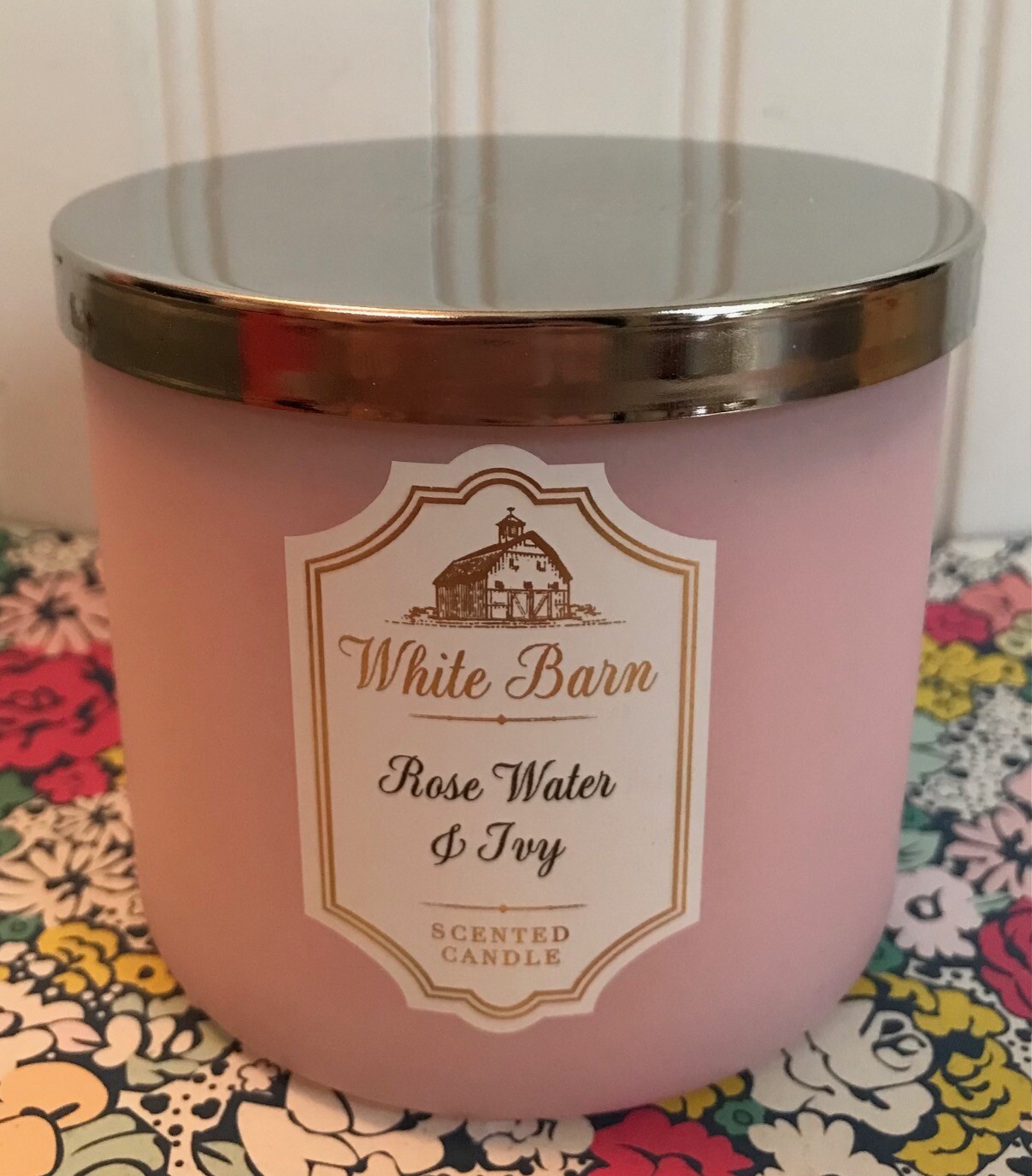 NEW WHITE BARN ROSE WATER & IVY 3 WICK SCENTED CANDLE 14.5 OZ