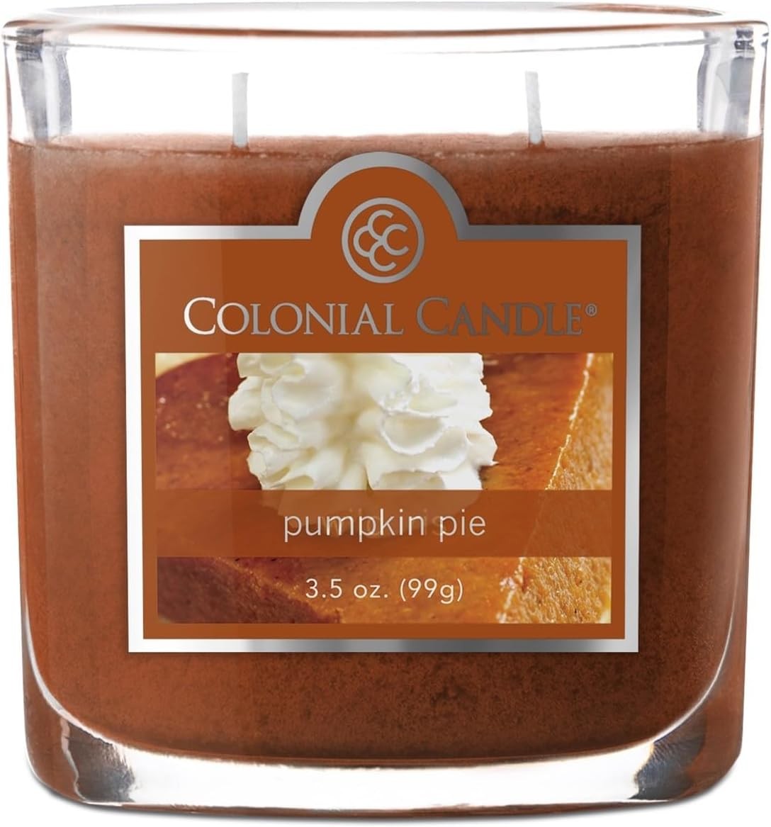 Colonial Candle Pumpkin Pie Scented Jar Candle, 2 Wick, 3.5 oz, Mottled Wax Cand