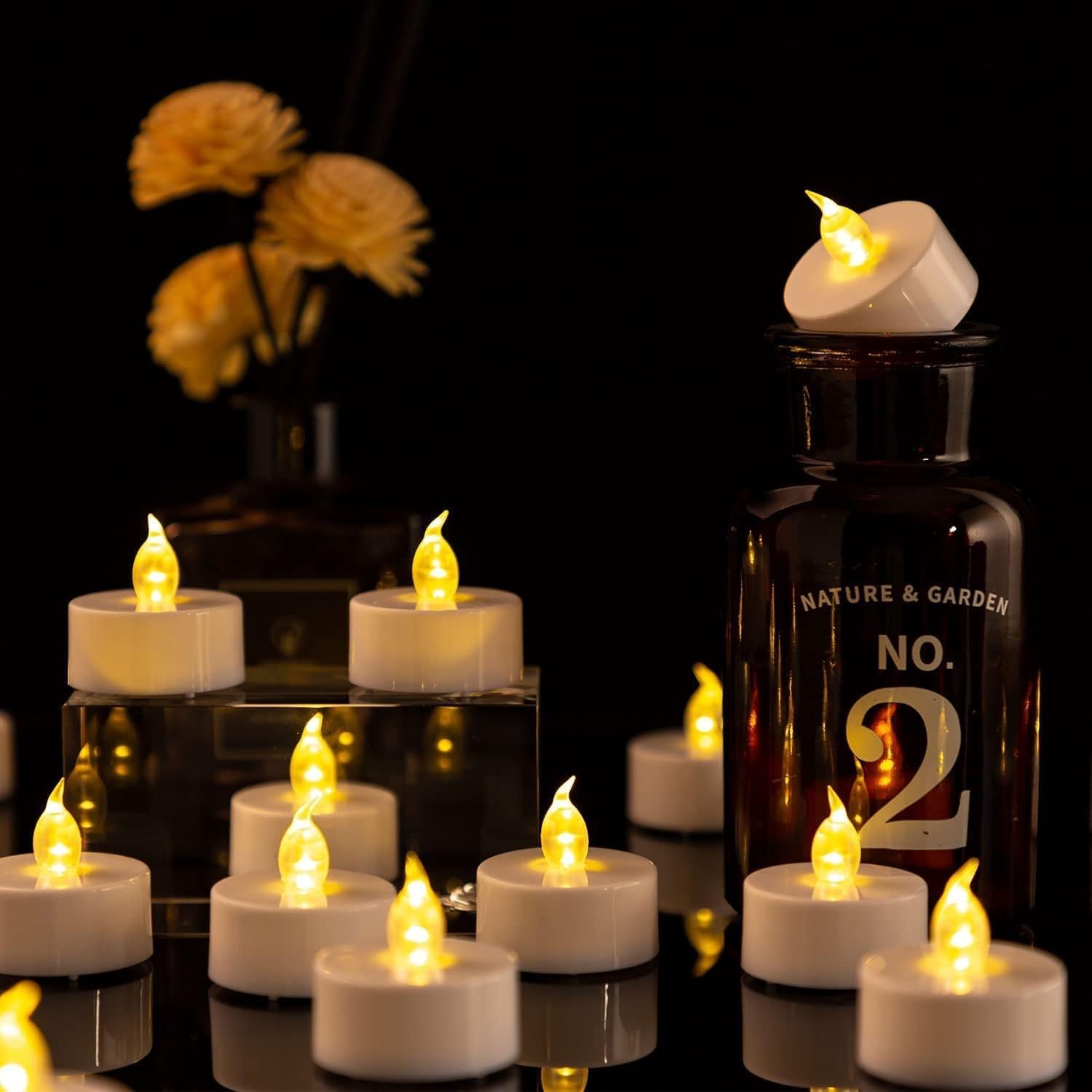 Tappovaly Battery Operated LED Tea Lights:24 Pack 24pack, Warm Yellow