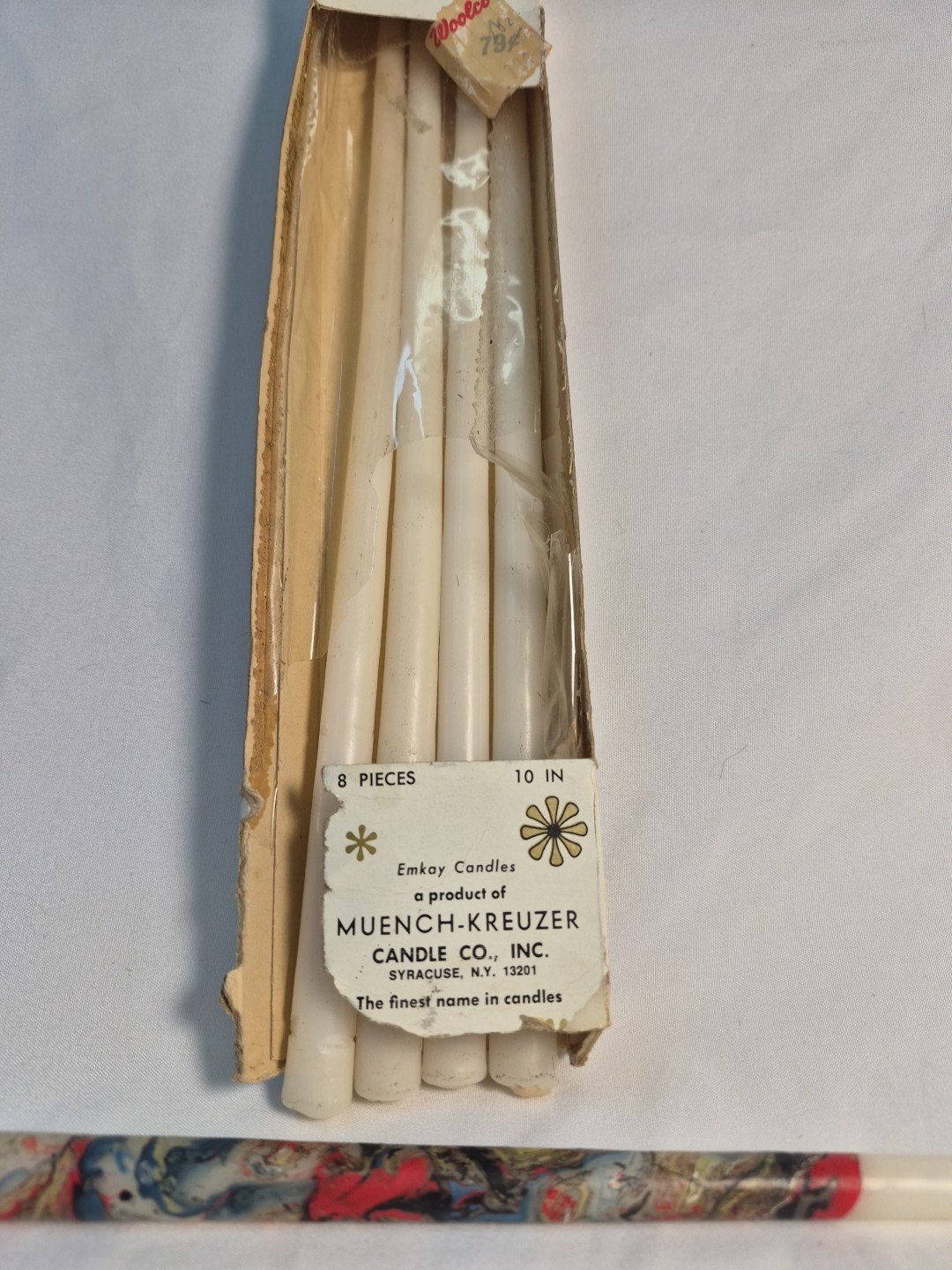 5- VTG Emkay Candles Muench Kreuzer Swedish Style Tiny Lights 10″ White #6251