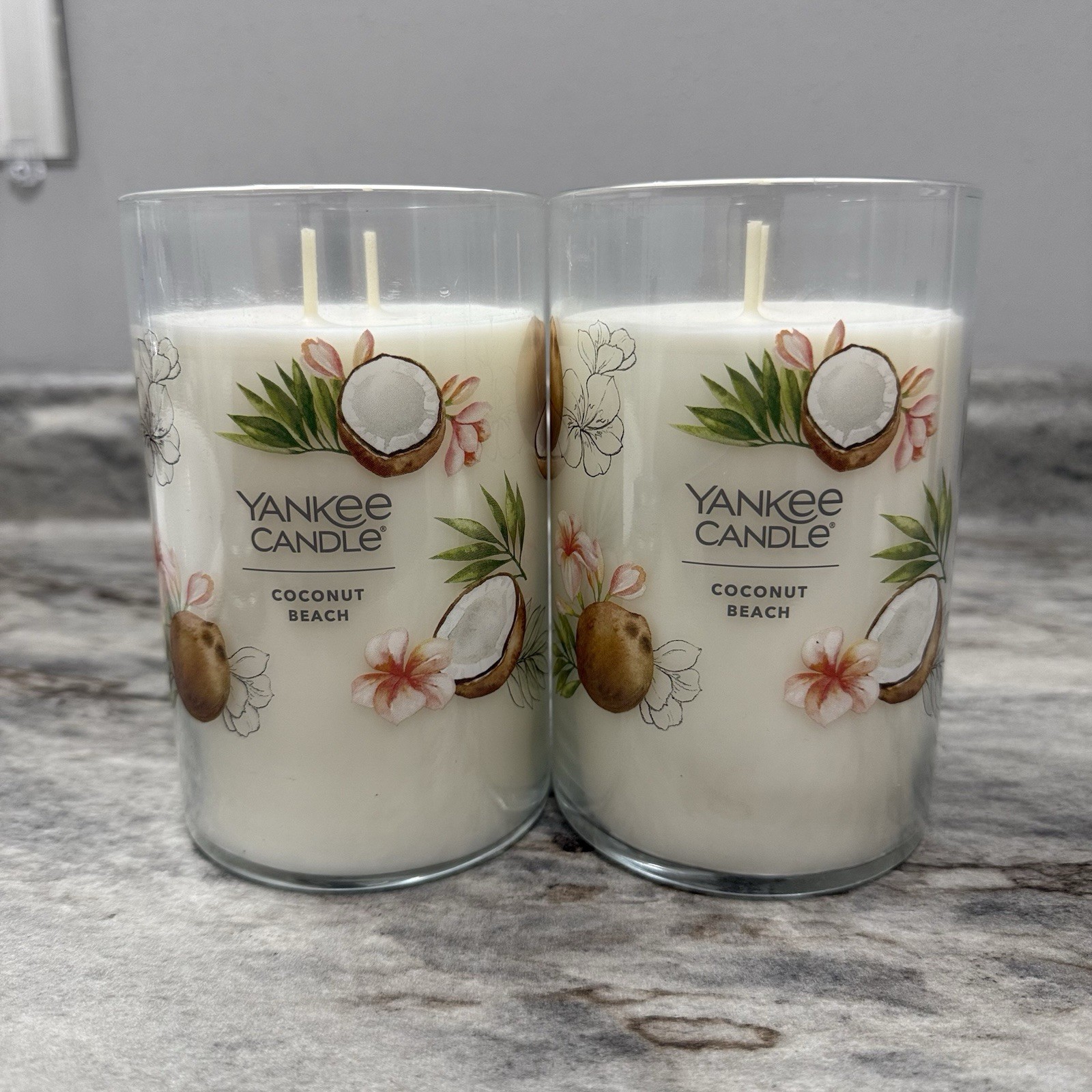 NEW Lot of 2 Yankee Candle Coconut Beach Signature Large 20 oz 2-Wick Candles!