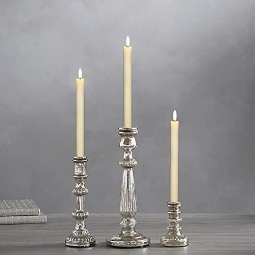 Set of 2, 8″ Luminara Real Wax Flameless Taper Candles Moving Wick Ivory Weddin