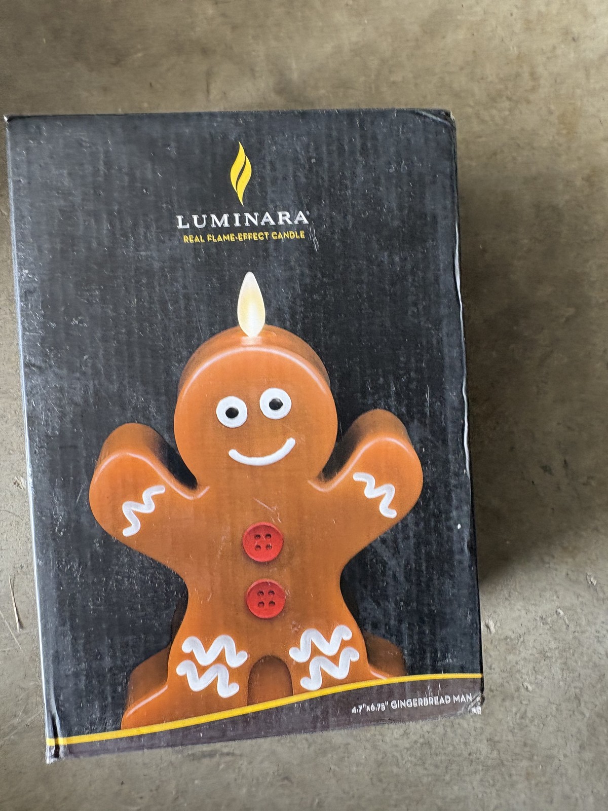 Luminara Gingerbread Man LED Flameless Candle 6.75″ Real Wax Timer Brown
