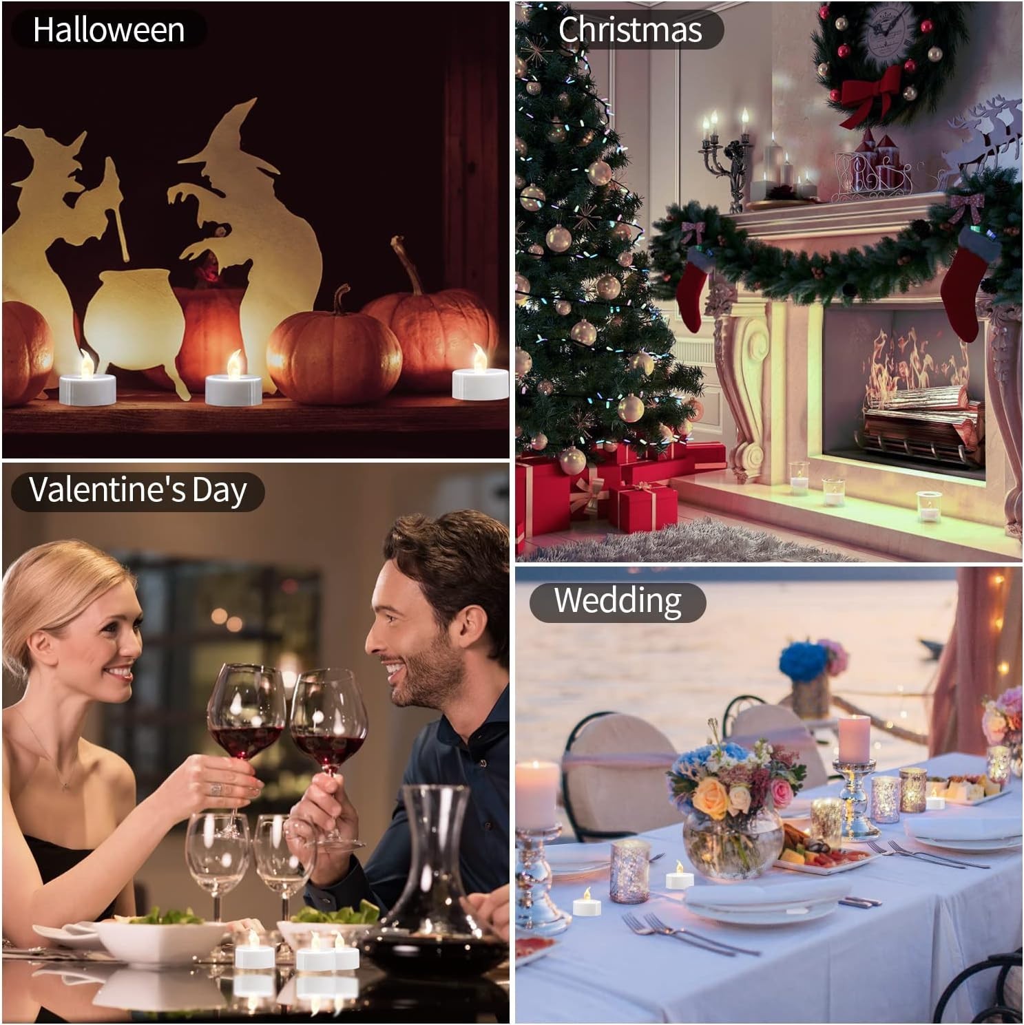 12 Pack Flameless LED Tea Lights – Flickering Warm White for Safe Decor
