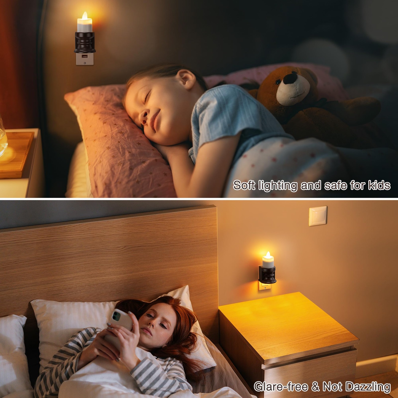 Flameless Candle Night Light Dimmable Nightlight Plug in Wall LED Candle Ligh