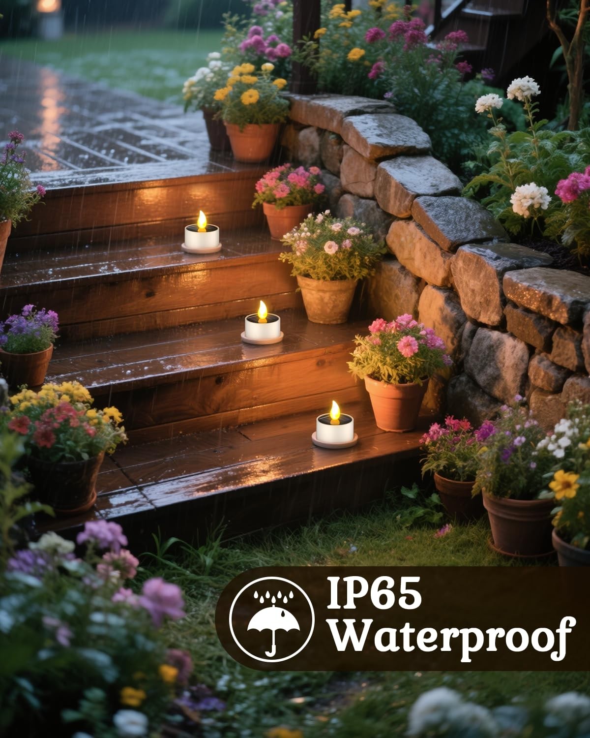 SoulBay 6pcs Solar Power Tea Lights Outdoor Candle Flameless Flicker IP65 Wat…