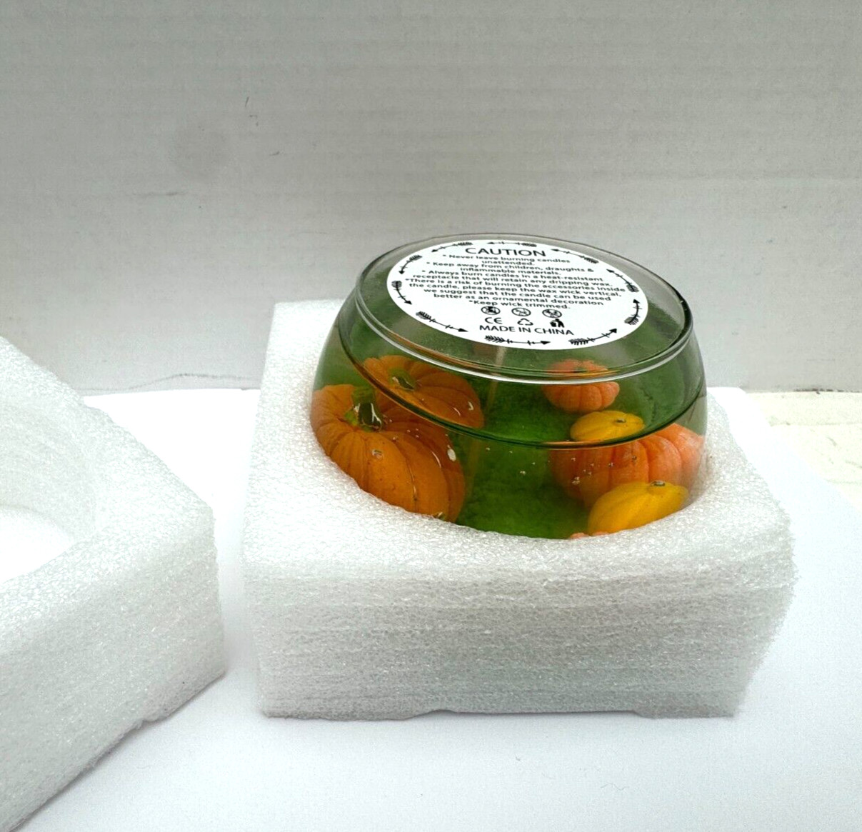 Fall Pumpkin Patch Gel Wax Glass Round Scented Candle Glow Bowl Halloween