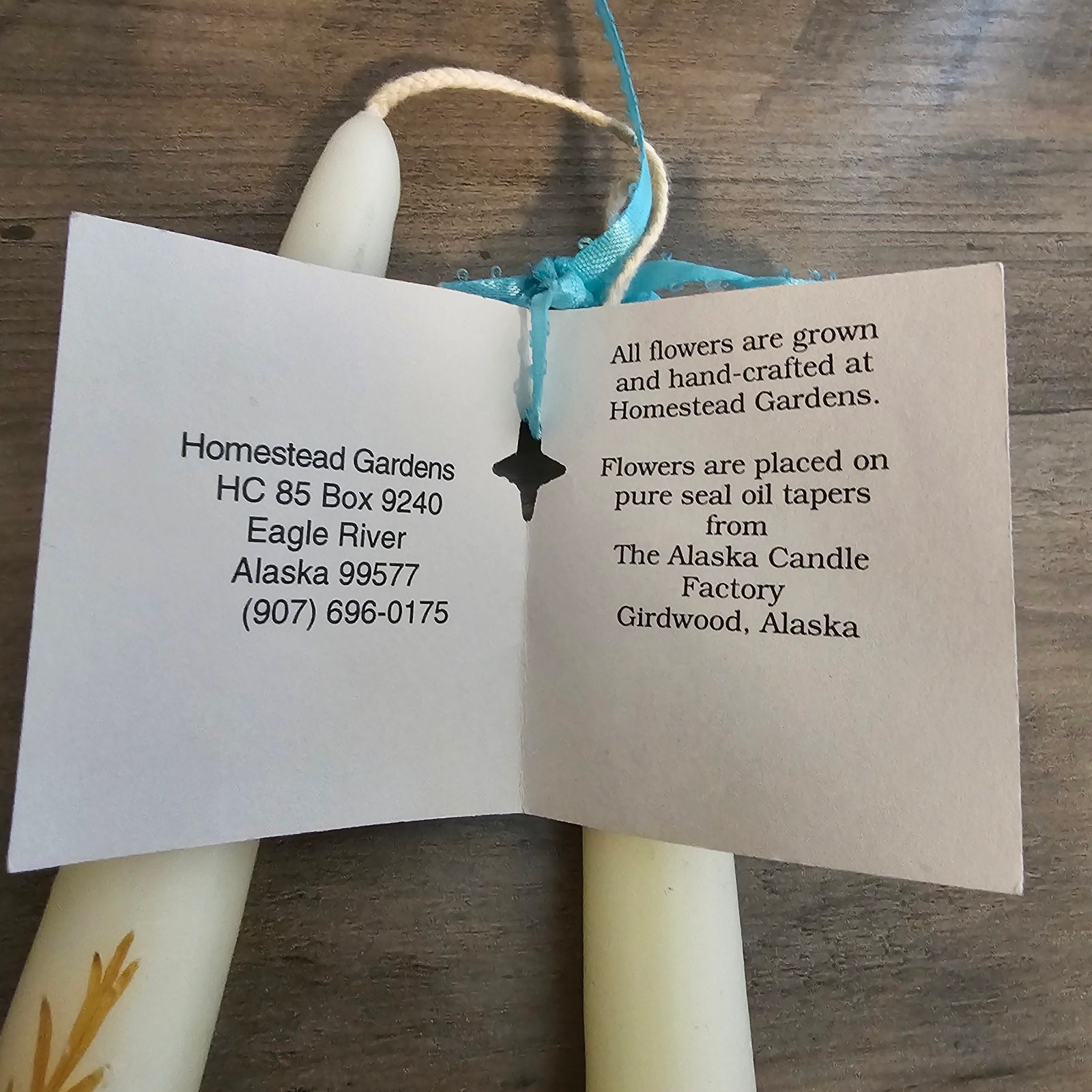 Vintage Homestead Gardens Alaska Pressed Flower Botanical Wax Taper Candles Set