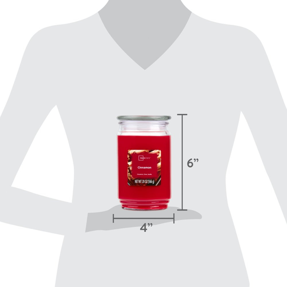 Cinnamon Scented Single-Wick Large Glass Jar Candle, 20 Oz