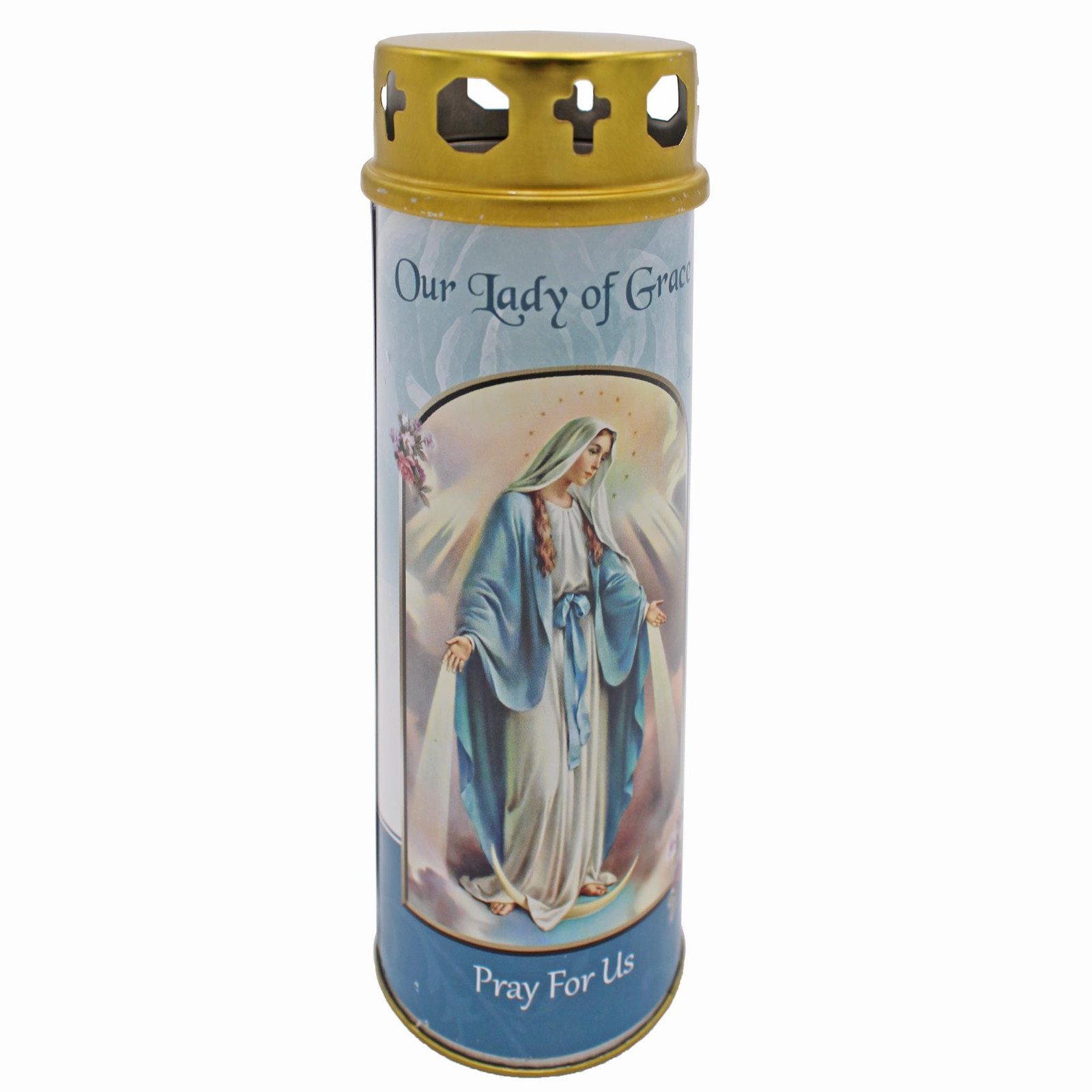 Religious Pillar Candle and Windproof Cap And Prayer – Our Lady Of Grace