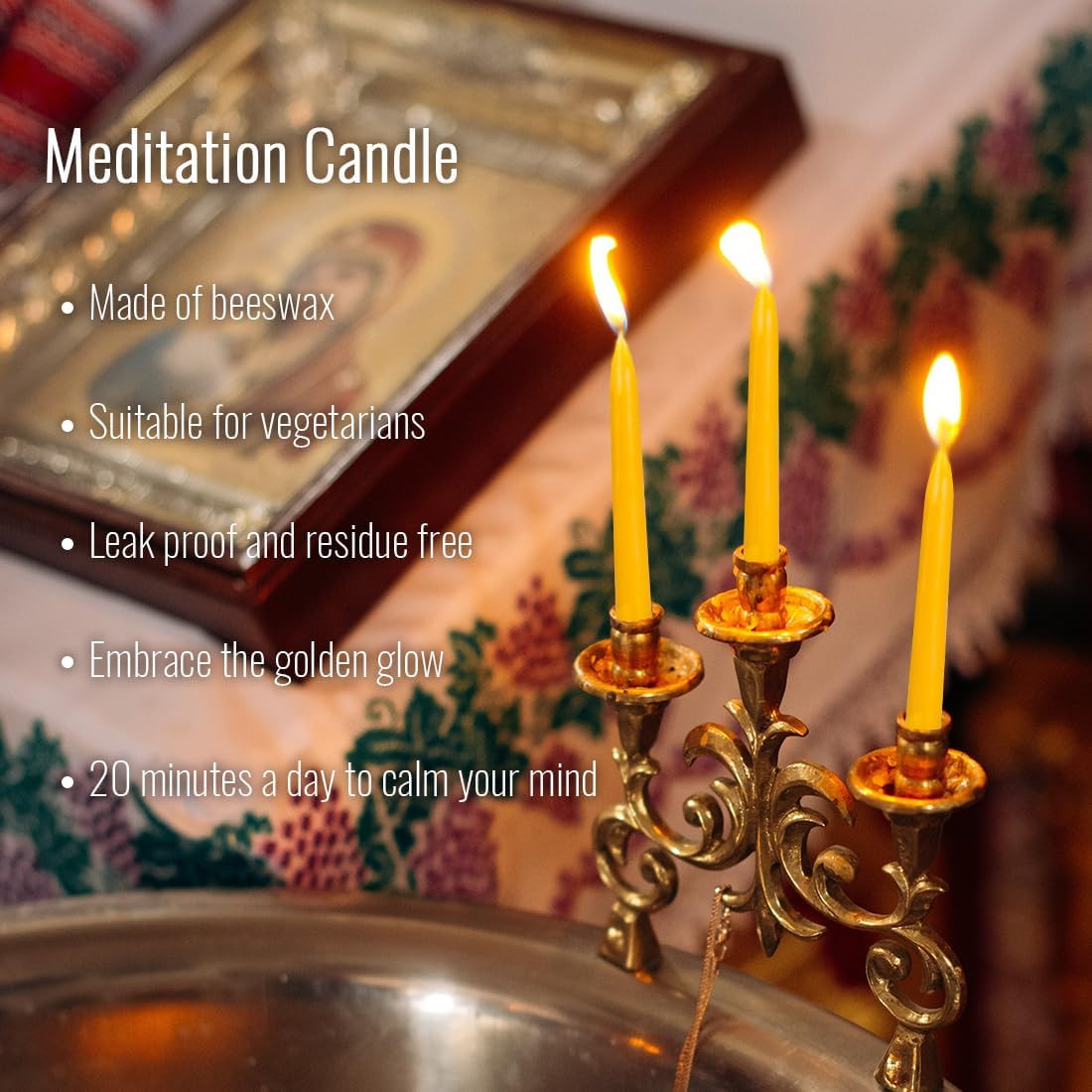 20 Minute Pure Beeswax Candles, Dripless Meditation Candles, Mini Taper Candles,