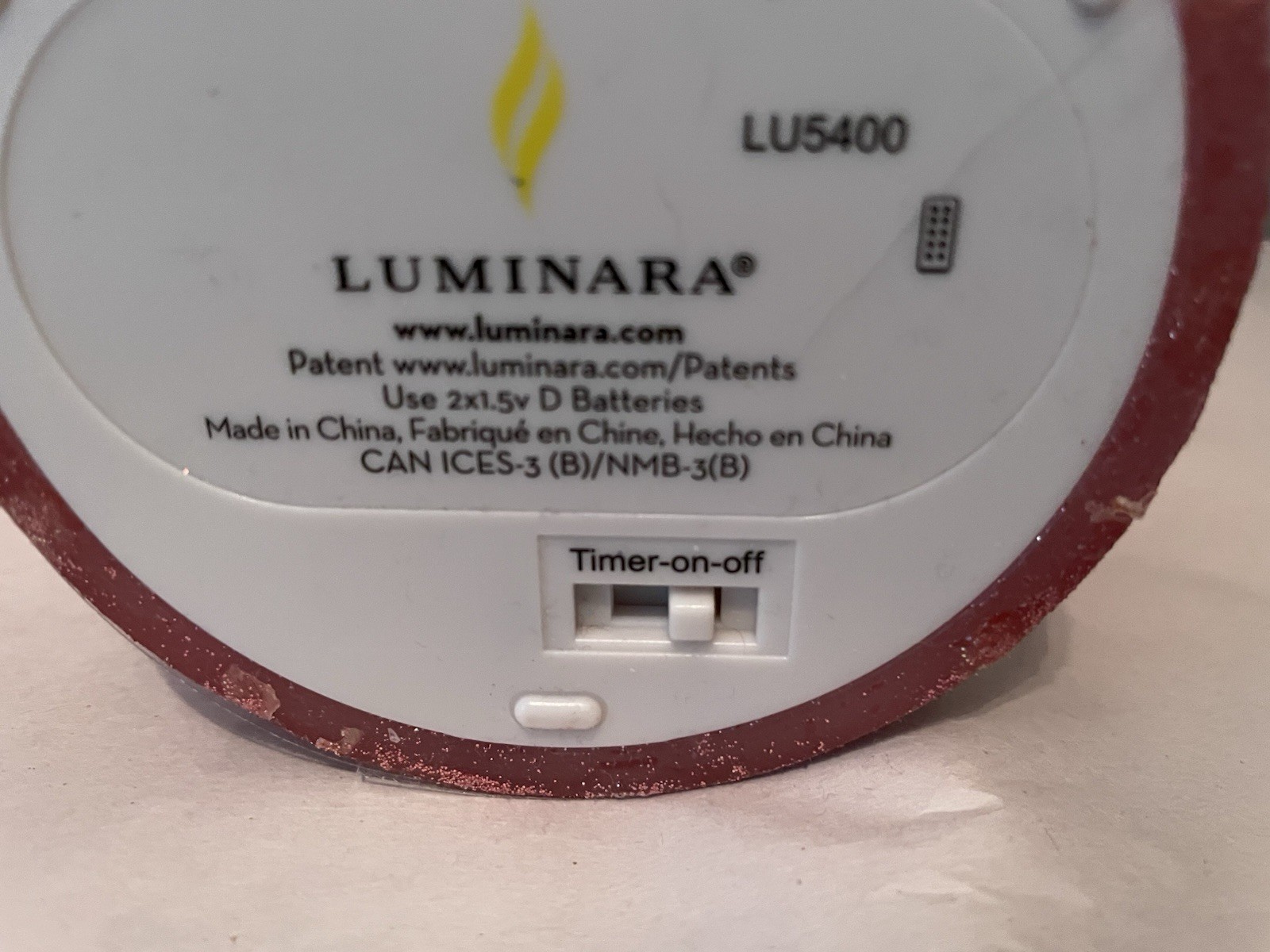 Luminara Flameless 5″ & 7″ Pink Glitter 2 pack Candle Set Timers and one remote