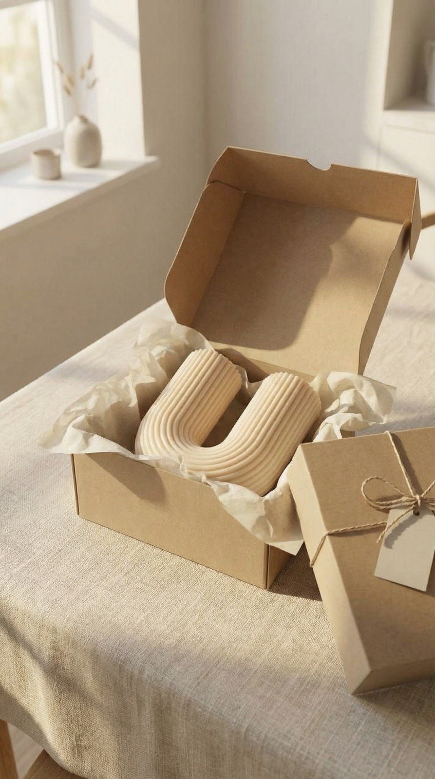 Modern U Shape Soy Candle | Sculptural Double Wick Neutral Home Decor