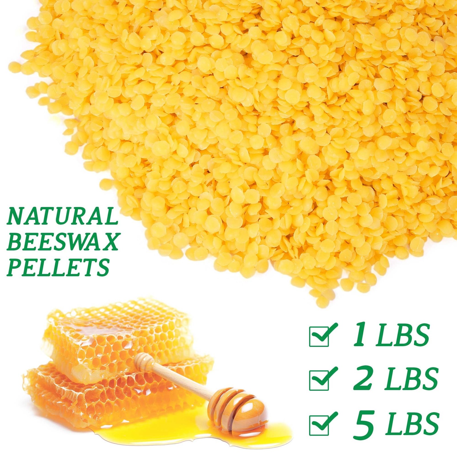 ENCANLIGHT Beeswax Pellets, 1LB Organic Bees Wax Pastilles yellow 1LB,