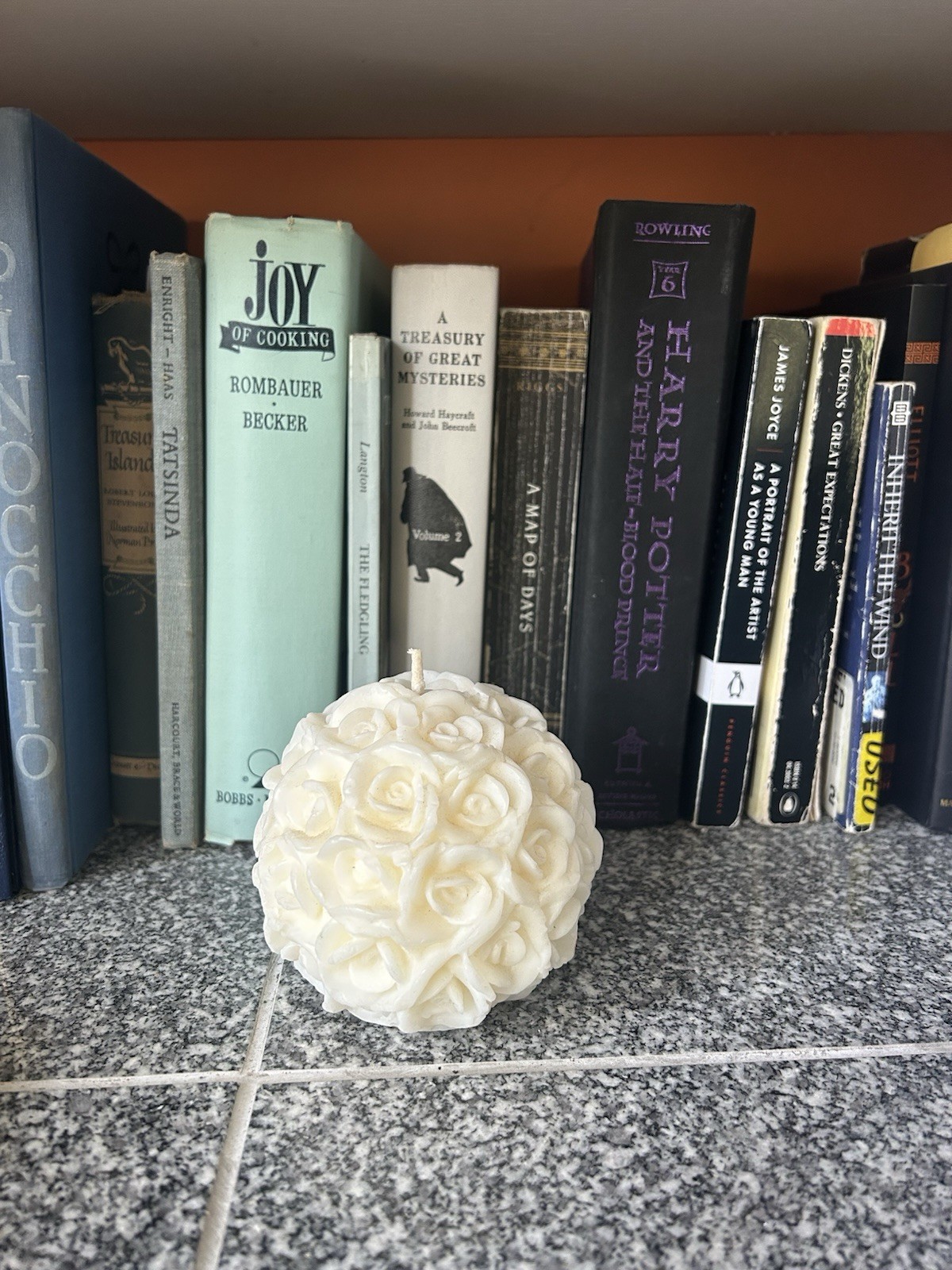 White Wax Ball of Roses Candle Decorative Flower Romantic Bedroom Living Room