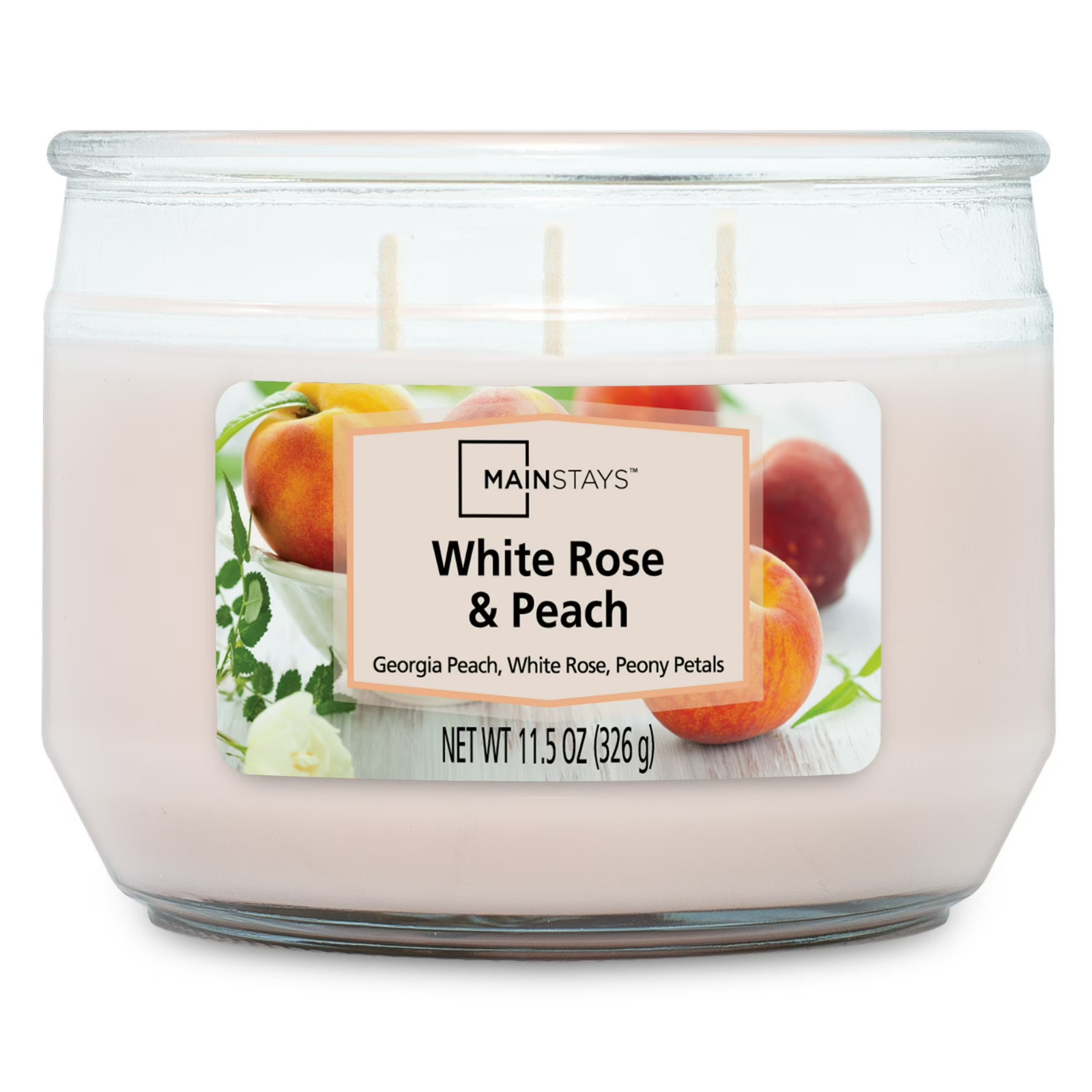 (2 pack) Mainstays White Rose & Peach 3 wick candle 11.5 oz….