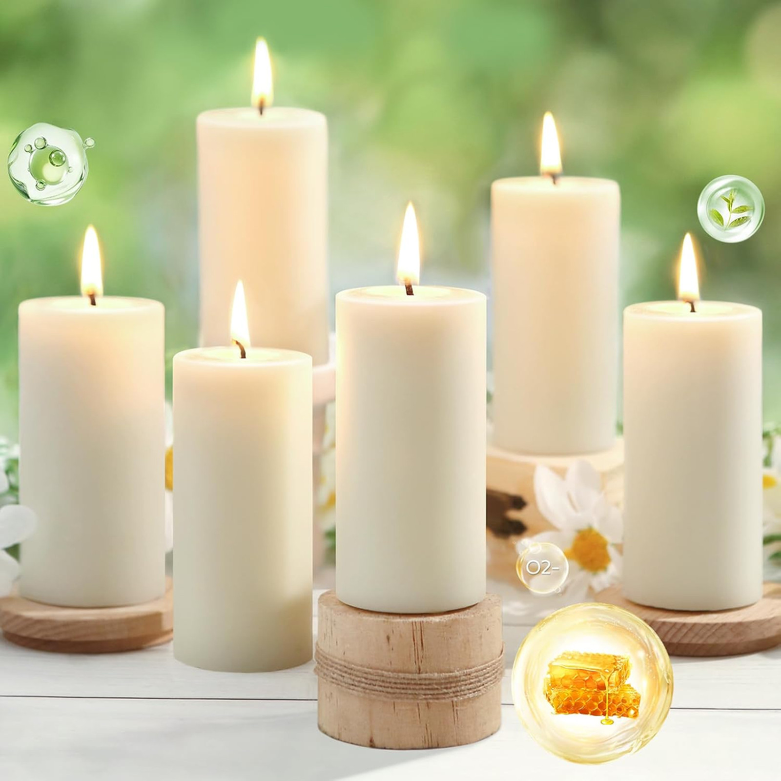 Beeswax Candle Bulk 2×4 Inch Unscented White Long Burning Dripless Smoke-Free