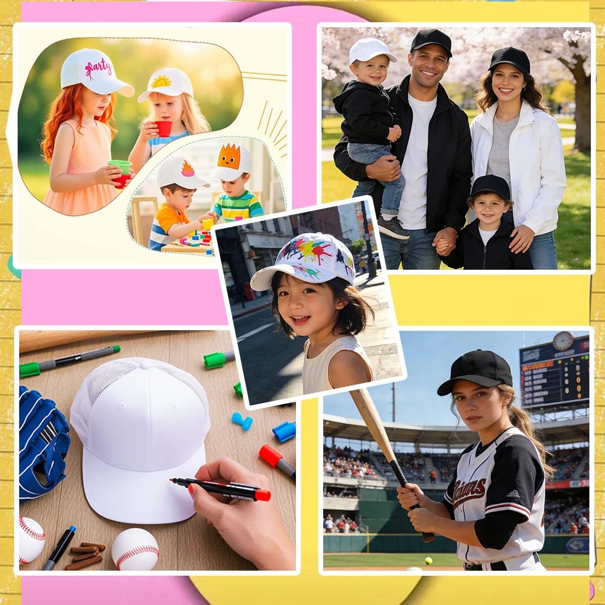 Bulk Adjustable Polyester Baseball Caps DIY Plain Hats For Party Outdoor Sports