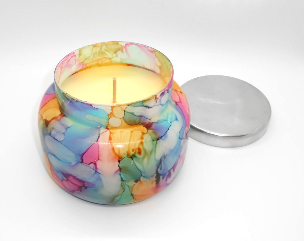 Capri Blue Volcano Rainbow Watercolor Jar Candle 19 oz