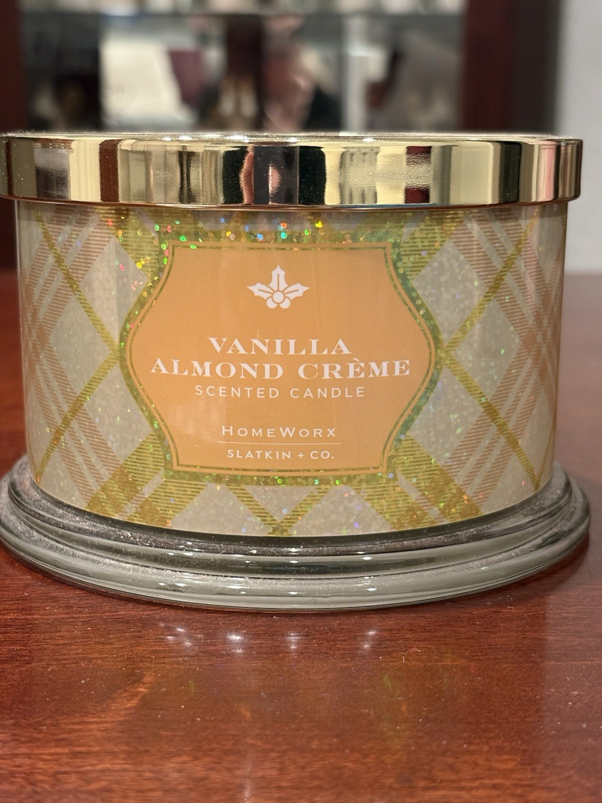 HomeWorx Slatkin & Co Christmas Candle Vanilla Almond Creme Large 4 wick