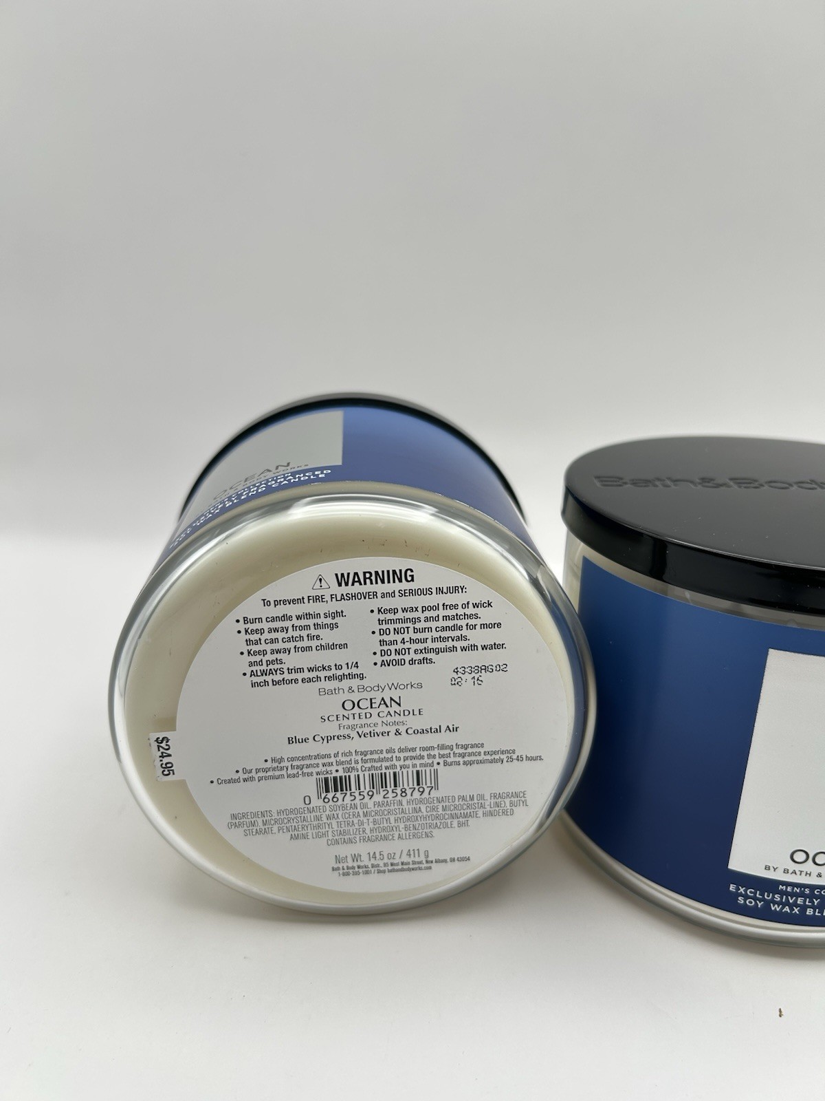 NEW Bath & Body Works 3 Wick Men’s Ocean 14.5oz Each **SET OF 2 CANDLES** BBW