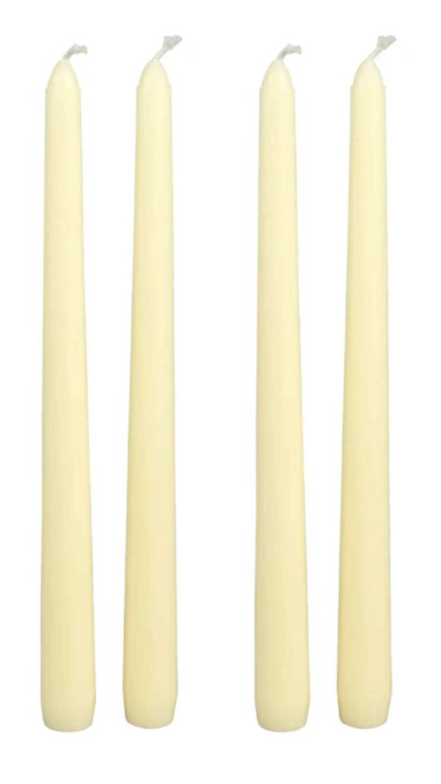 4 Taper Candles 10” Irvoy Color Unscented Multi Purpose Each burns 10 hours