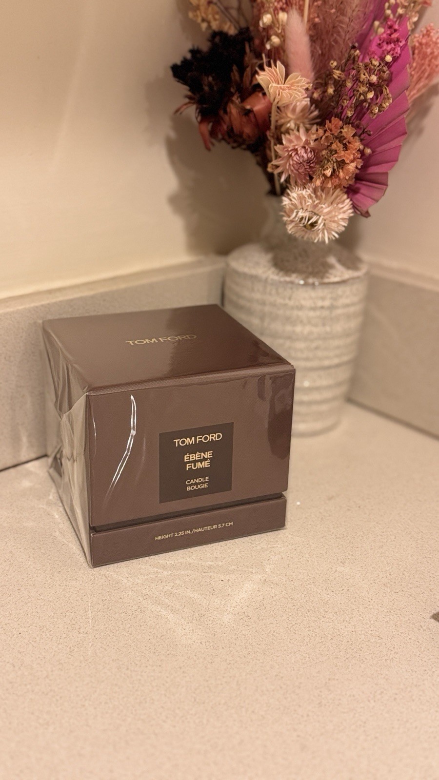 Tom Ford Ebene Fume Candle Bougie Height 2.25 In 5.7 cm NEW Luxury Authentic