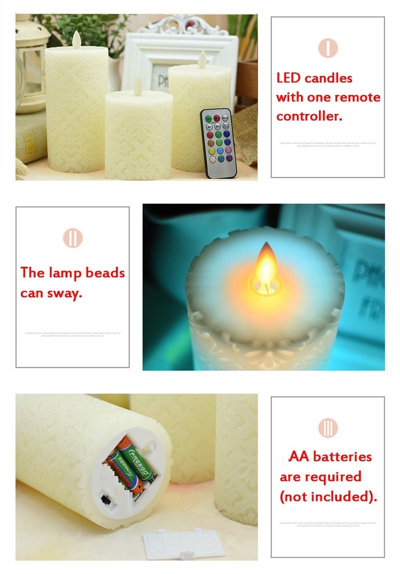 1PC LED Flameless Candles Flickering Candles with Remote Timers Christmas Decor