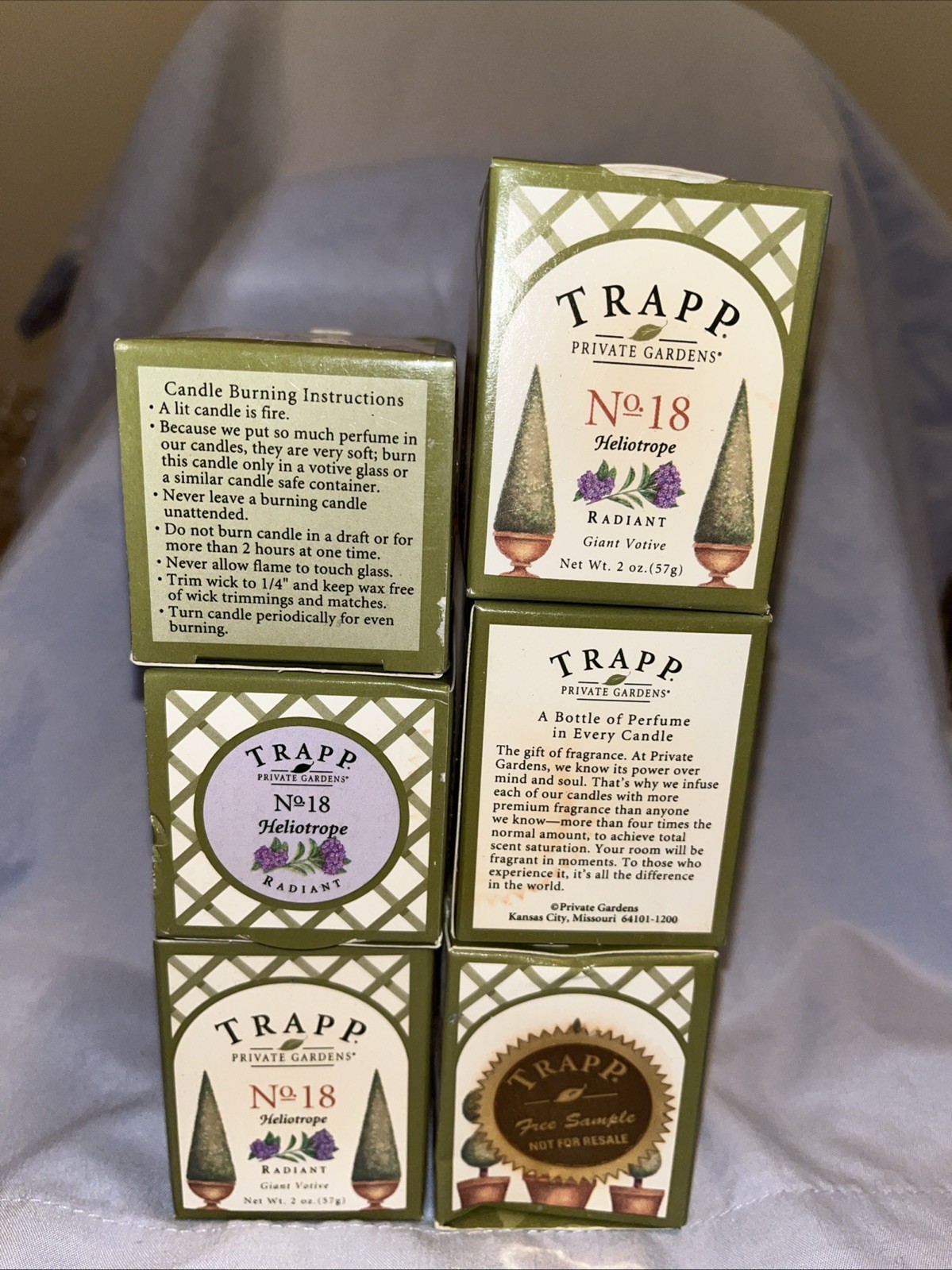 Trapp Private Gardens Heliotrope Radiant Votive Candles Lot Of 6 New