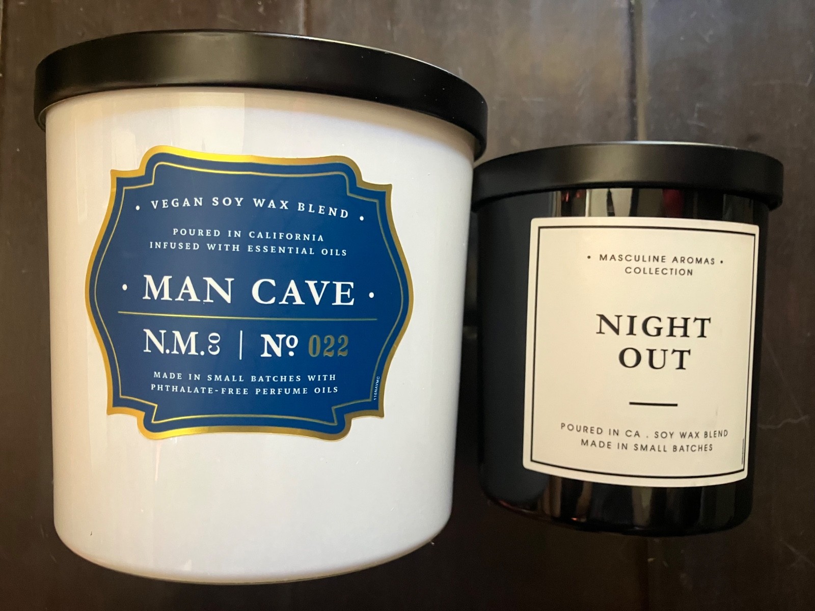 (2x Pack) BIG 3-wick, 24oz & 9oz LEOBEN CO Candle Man Cave & Night Out Soy Wax