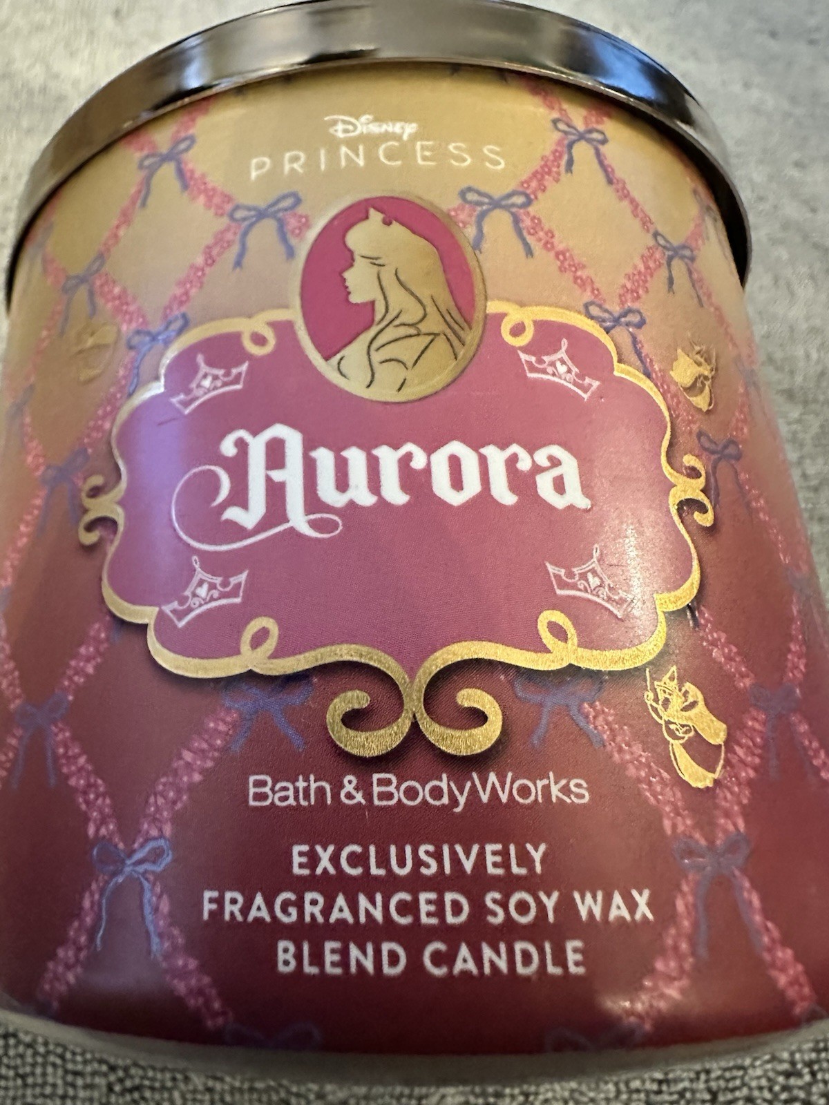 Bath & Body Works Disney Princess Crown Lid AURORA 3 Wick Candle BRAND NEW