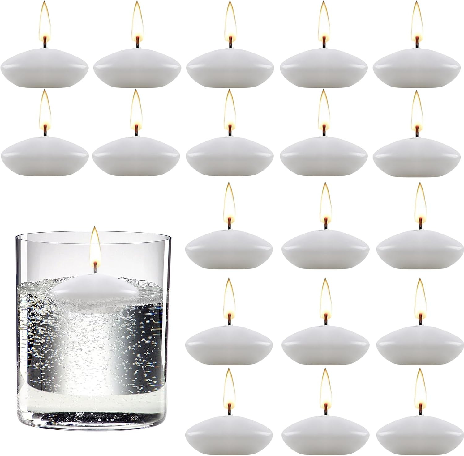 20 Pieces 1.5 Inch Valentine’s Day Floating Candles, Unscented Floating Candles