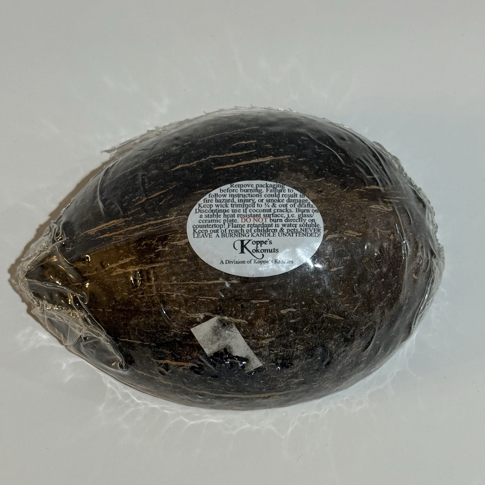 Koppe’s Kokonuts Candle Coconut Shell Island Wine Scent Made In USA NEW